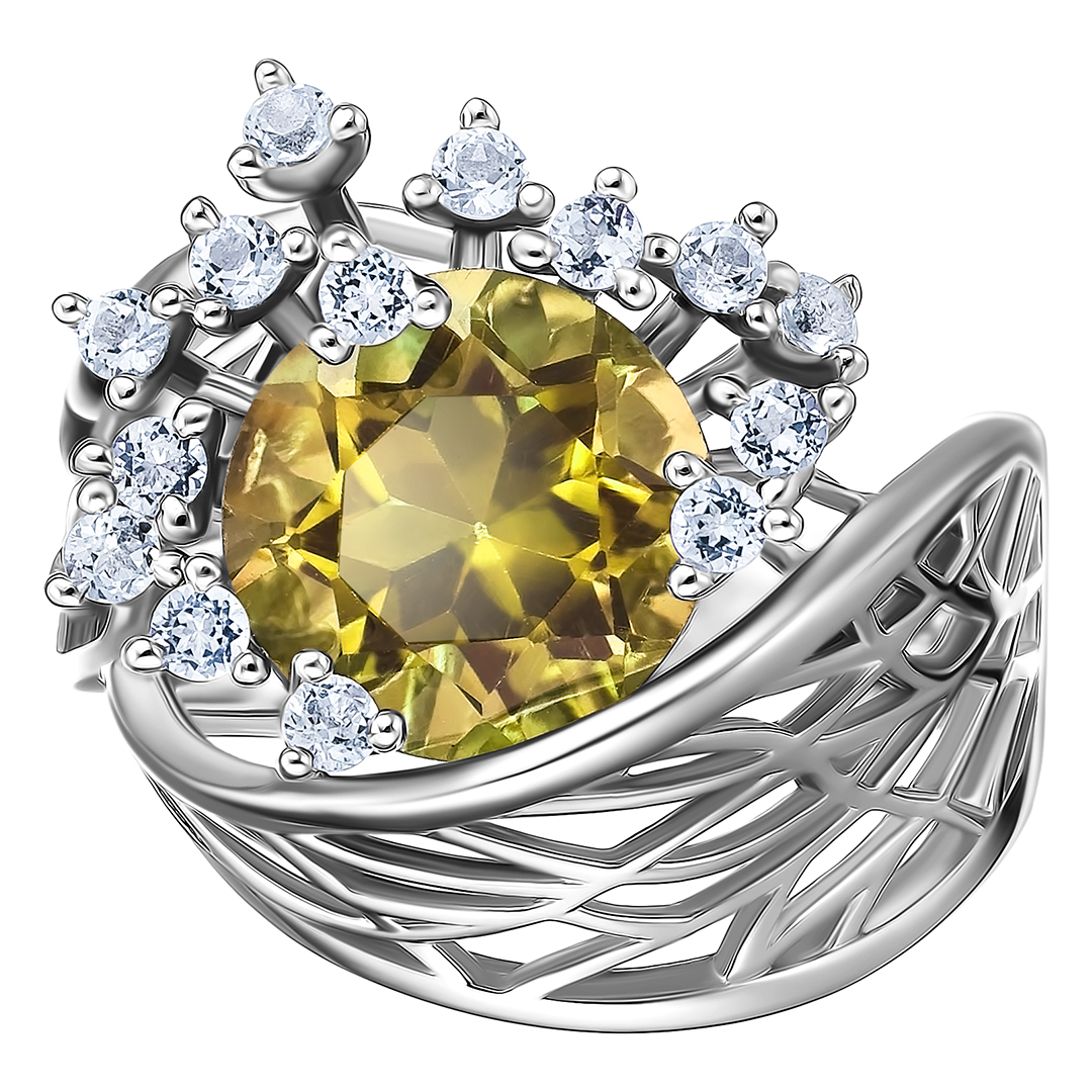 Серебряное кольцо с цитрином "Цветок"