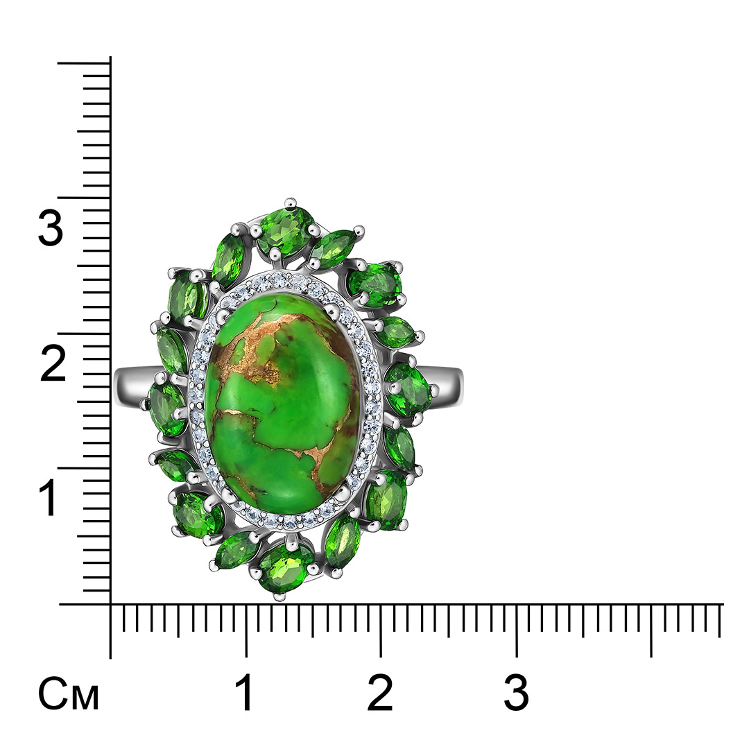 Серебряное кольцо с зеленой бирюзой