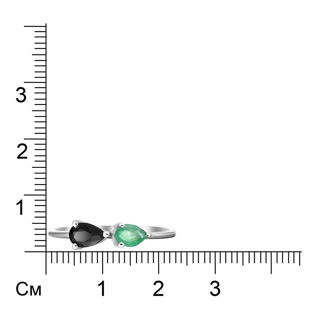 Серебряное кольцо с изумрудом и сапфиром