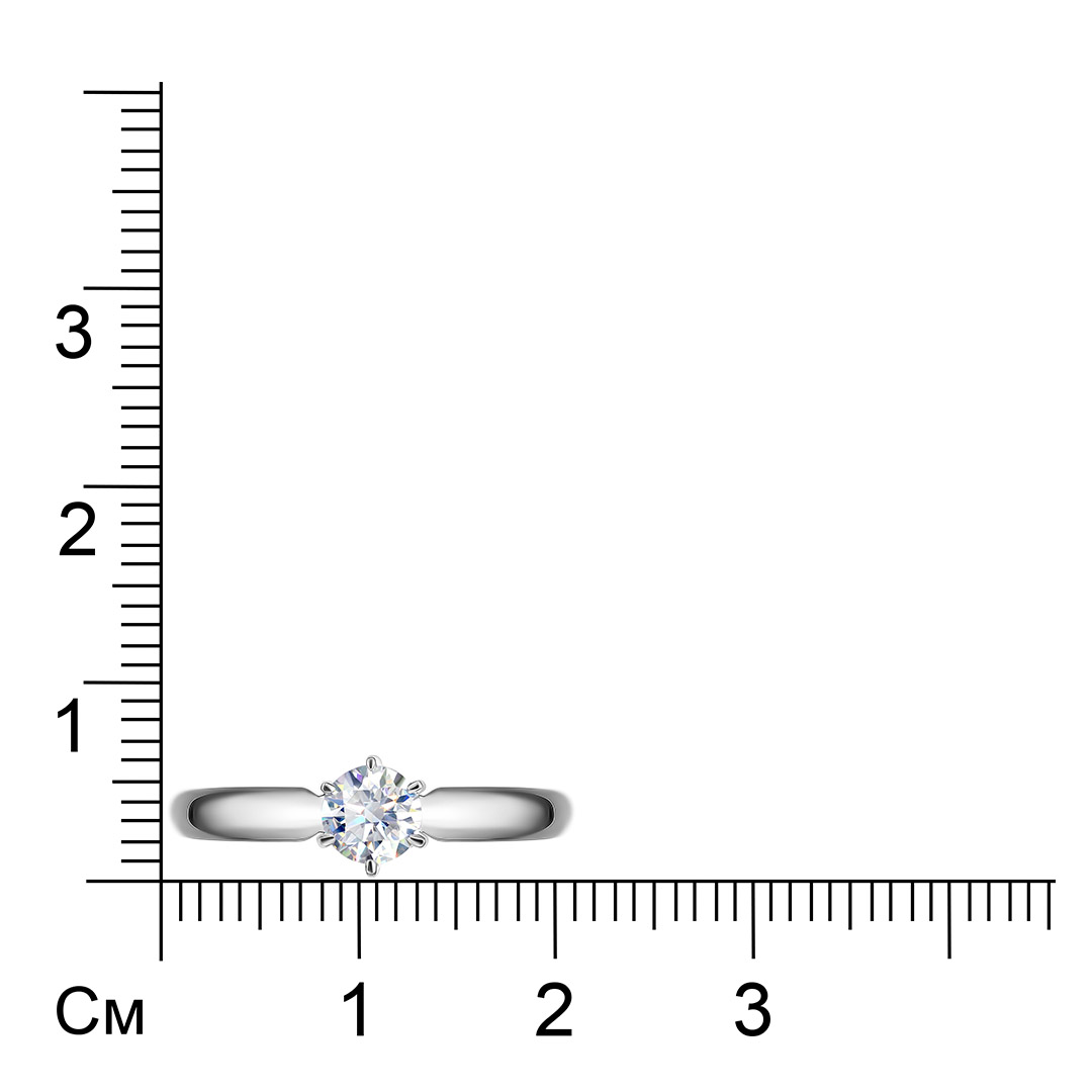Кольцо из белого золота с выращенным бриллиантом