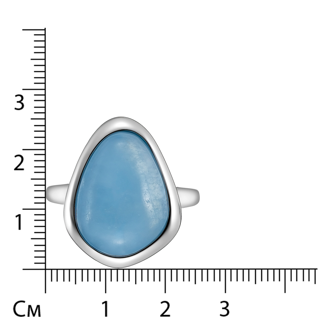 Серебряное незамкнутое кольцо с аквамарином