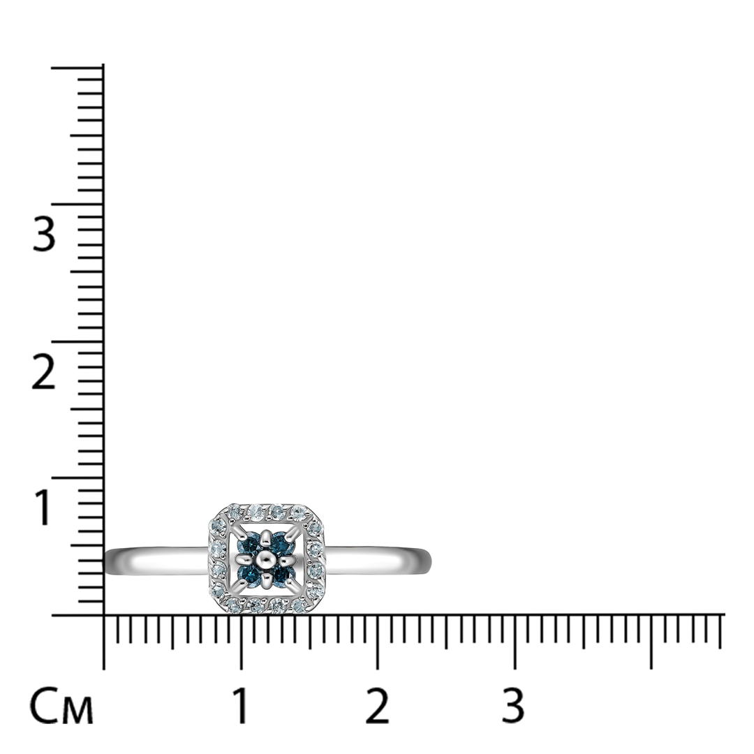 Кольцо из белого золота с голубыми бриллиантами