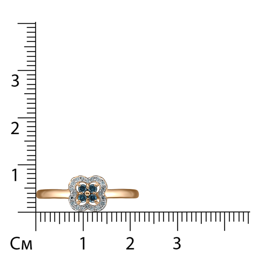 Кольцо из золота с голубыми бриллиантами