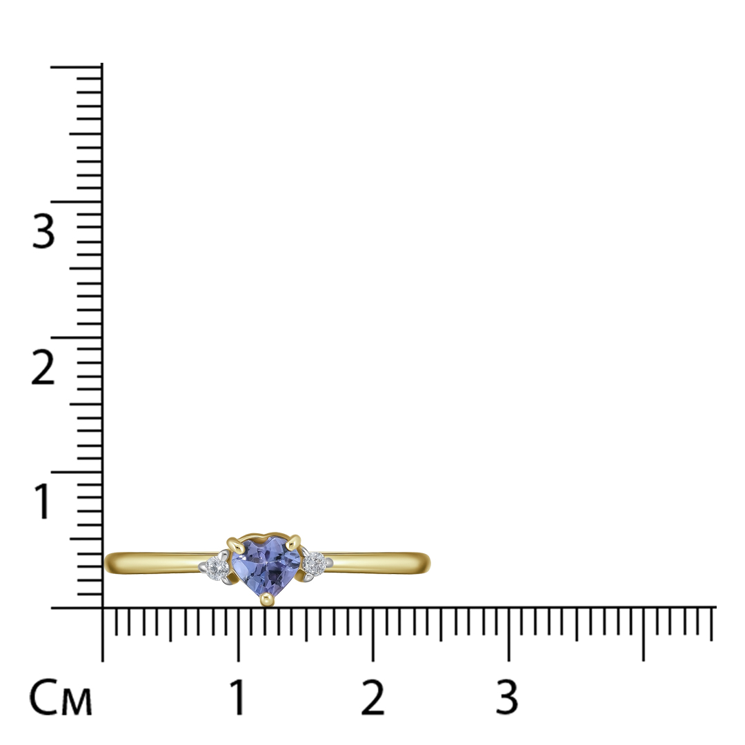 Кольцо из желтого золота с танзанитом "Сердце"