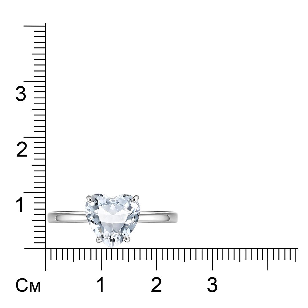 Серебряное кольцо с горным хрусталем "Сердце"