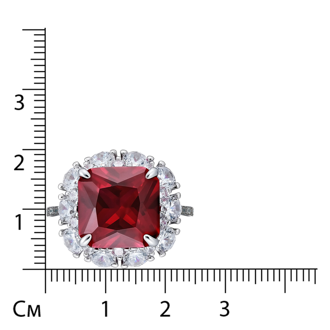 Серебряное кольцо с красным фианитом