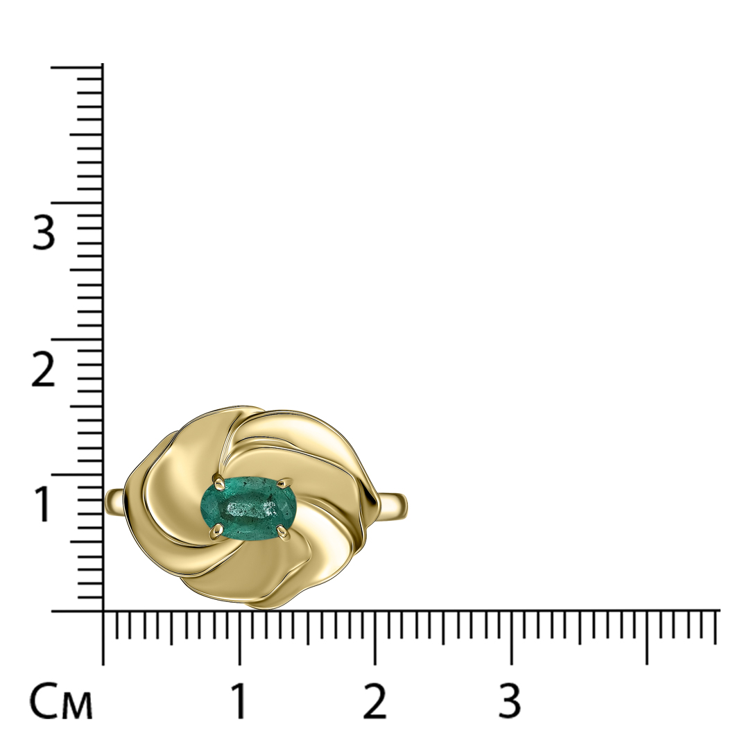 Кольцо из желтого золота с изумрудом "Цветок"