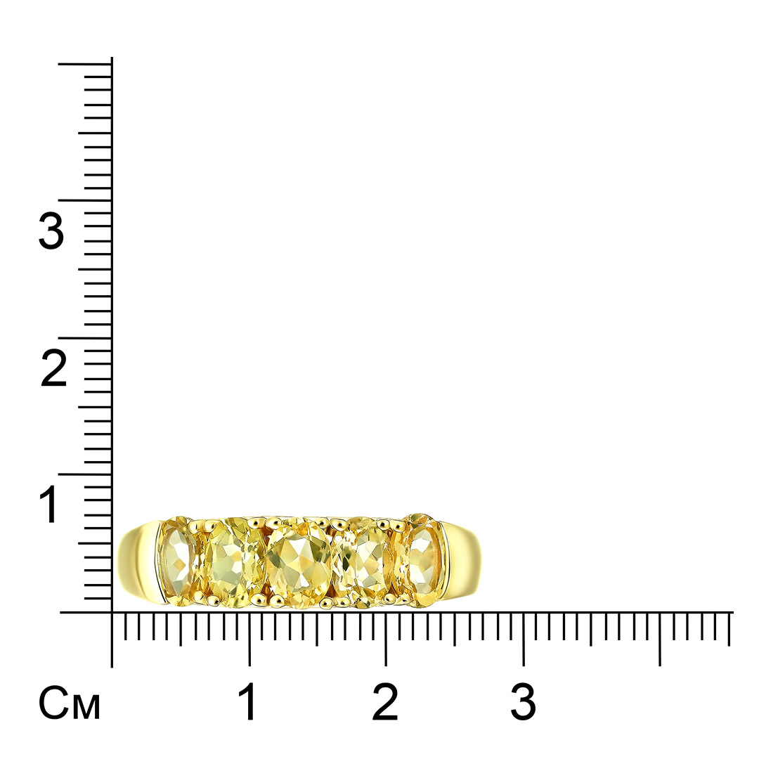 Серебряное кольцо 925 пробы; вставки 5 Гелиодор 2ct;