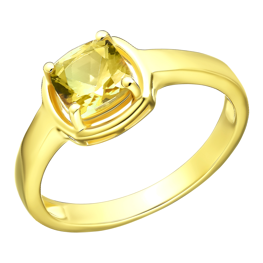 Серебряное кольцо 925 пробы; вставки 1 Гелиодор 1,25ct;