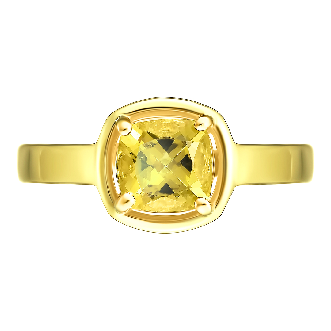 Серебряное кольцо 925 пробы; вставки 1 Гелиодор 1,25ct;