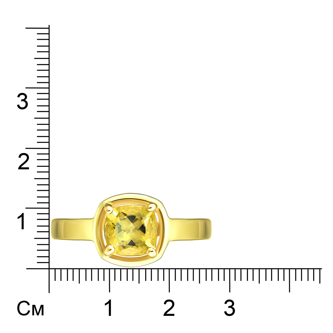 Серебряное кольцо 925 пробы; вставки 1 Гелиодор 1,25ct;
