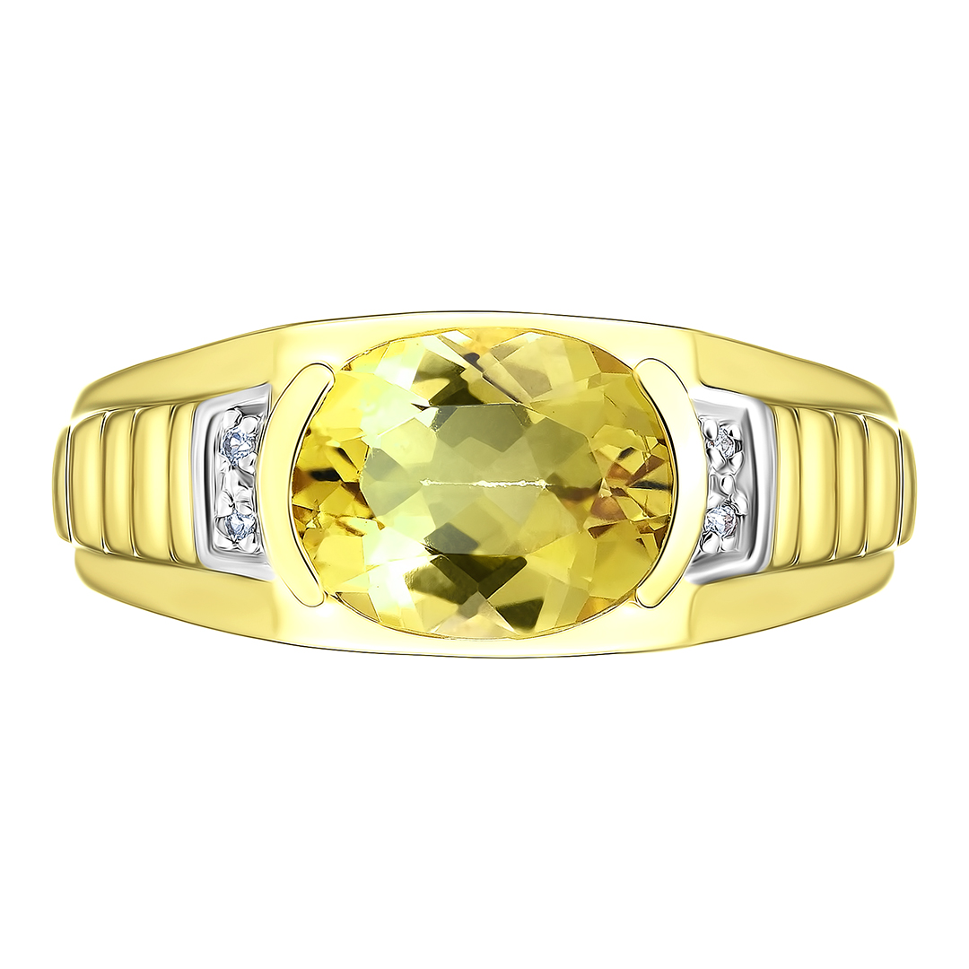 Серебряное кольцо 925 пробы; вставки 1 Гелиодор 2,35ct; 4 Топаз белый 0,02ct;