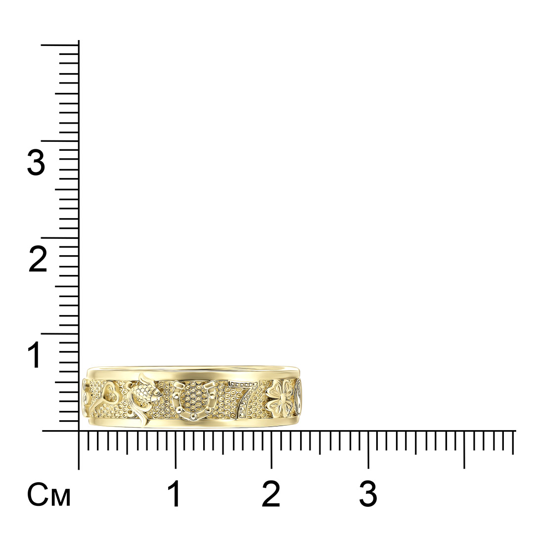 Кольцо из желтого золота "Символы удачи"