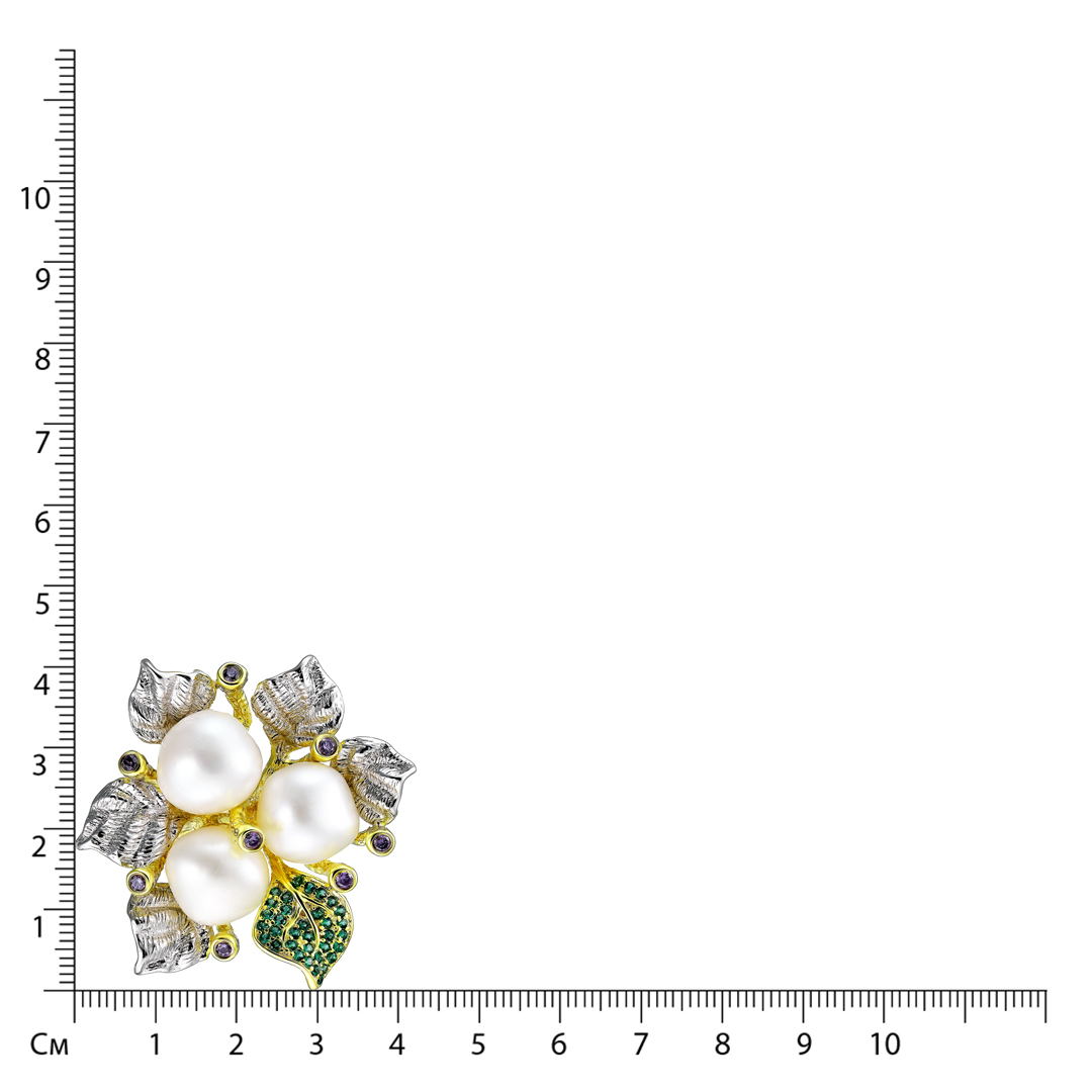 Серебряное кольцо с барочным жемчугом "Цветы"