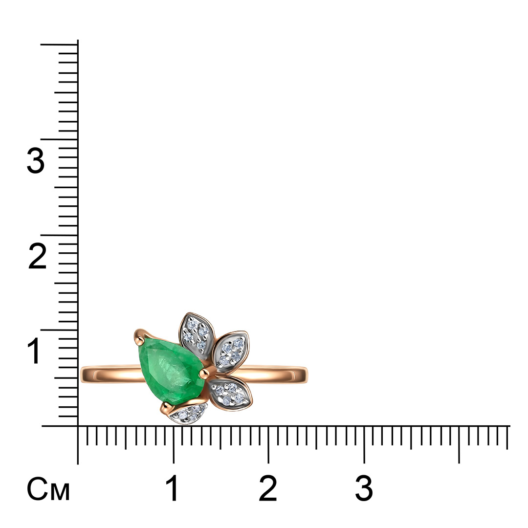Кольцо из золота с изумрудом "Цветок"