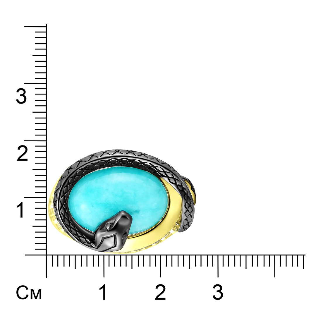 Серебряное кольцо с амазонитом "Змея"