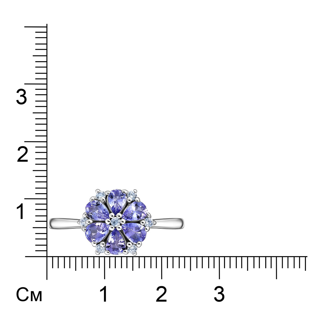Серебряное кольцо с танзанитами "Цветок"