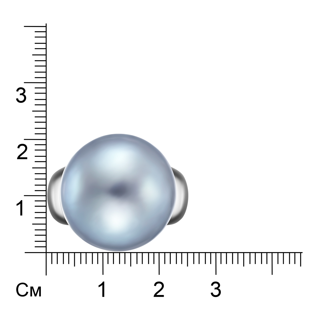 Кольцо из белого золота с серым жемчугом