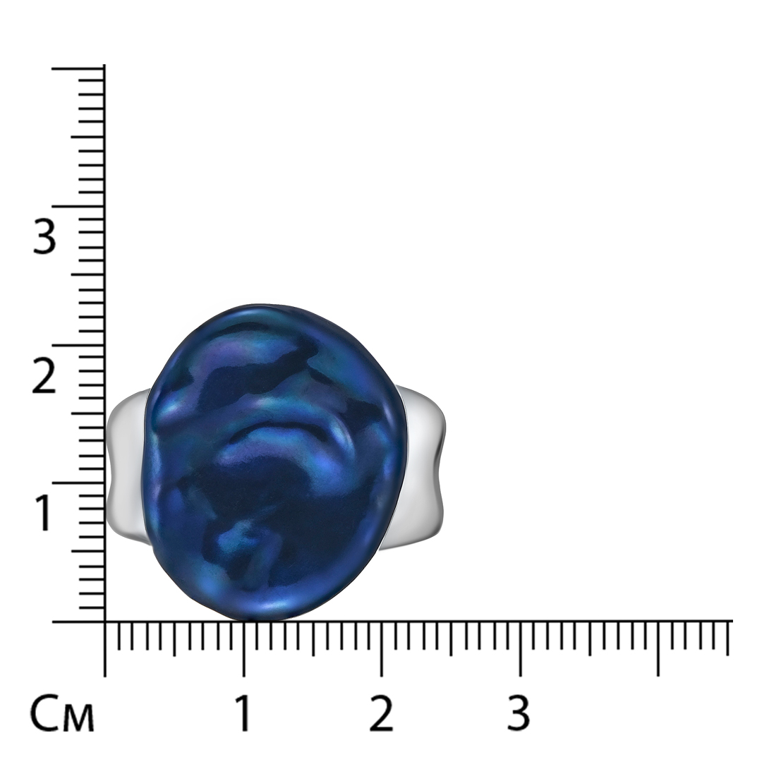 Серебряное кольцо с черным жемчугом Барокко