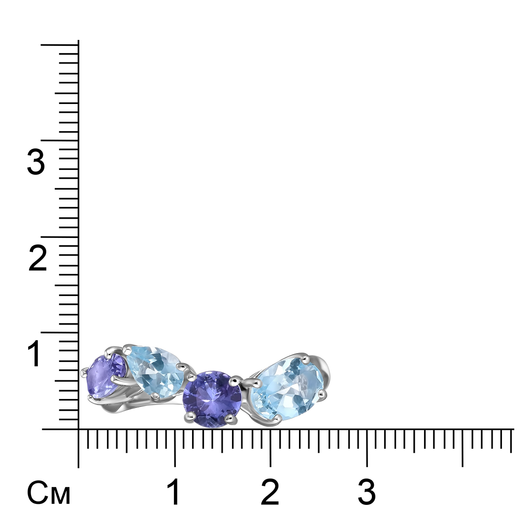 Серебряное кольцо с танзанитами и топазами Sky