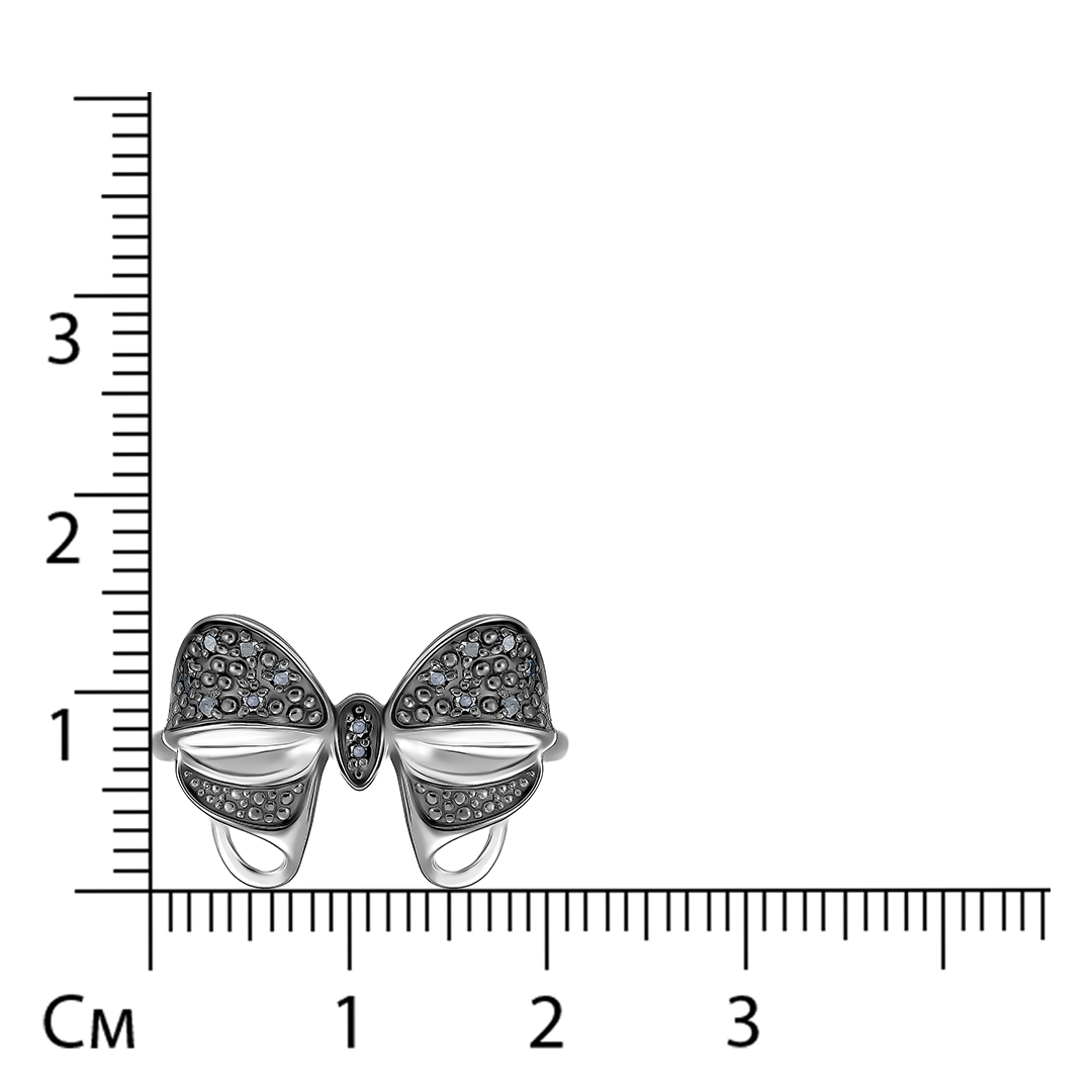 Серебряное кольцо с черными бриллиантами "Бант"