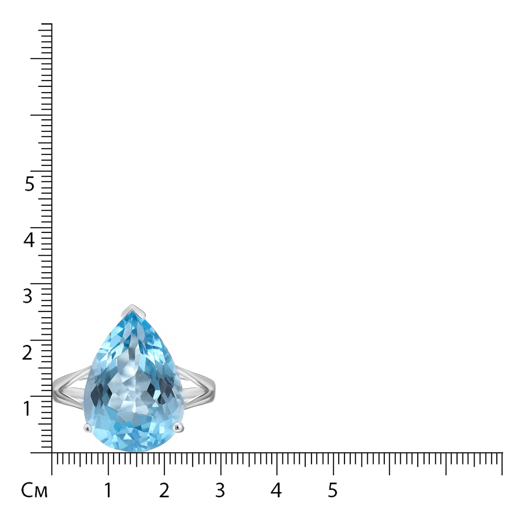 Серебряное кольцо 925 пробы; вставки 1 Топаз 14,4ct;