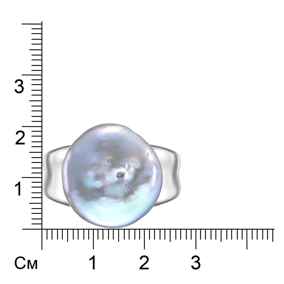 Серебряное кольцо с серым жемчугом Барокко
