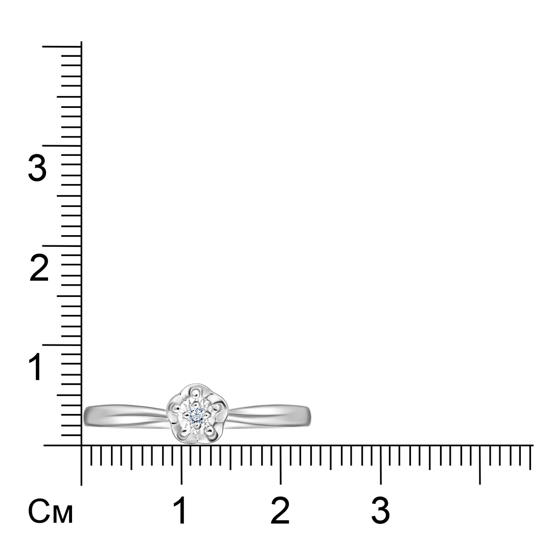 Кольцо из белого золота с бриллиантом "Цветок"