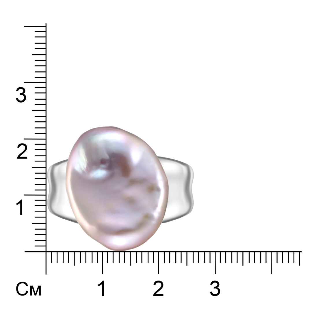 Серебряное кольцо с розовым жемчугом Барокко