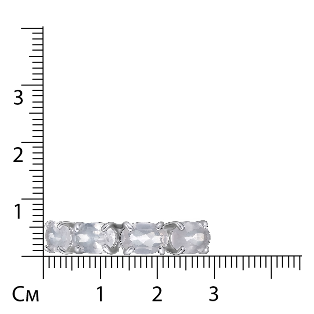 Серебряное кольцо 925 пробы; вставки 4 Кварц розовый;