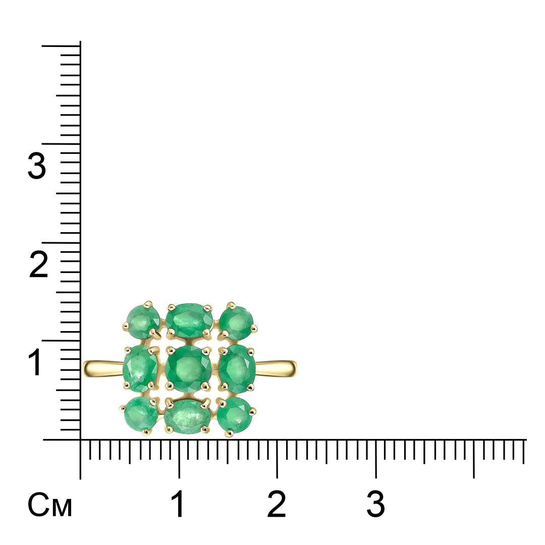 Кольцо из желтого золота с изумрудами