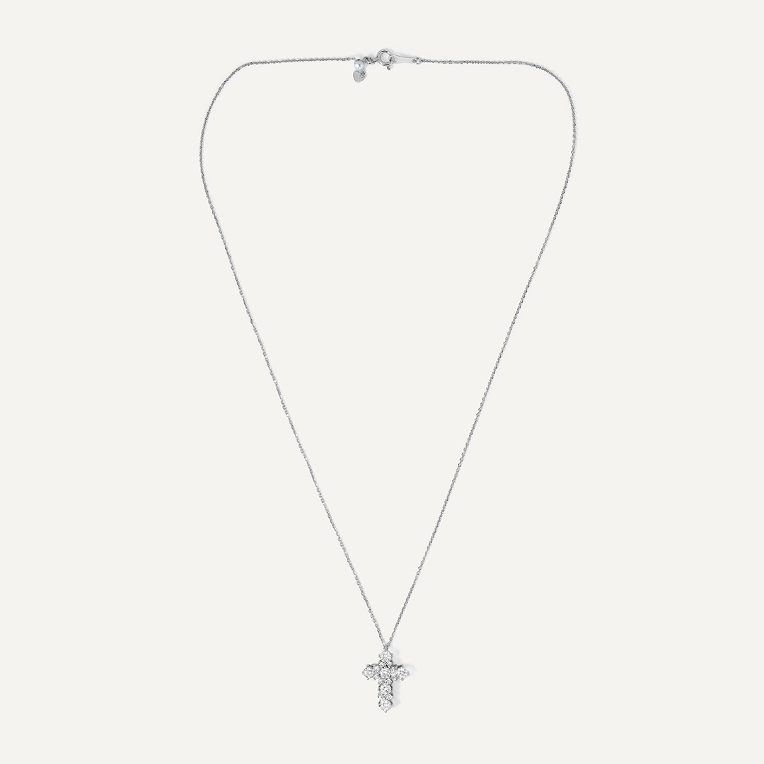 Колье из белого золота с бриллиантами "Крест"