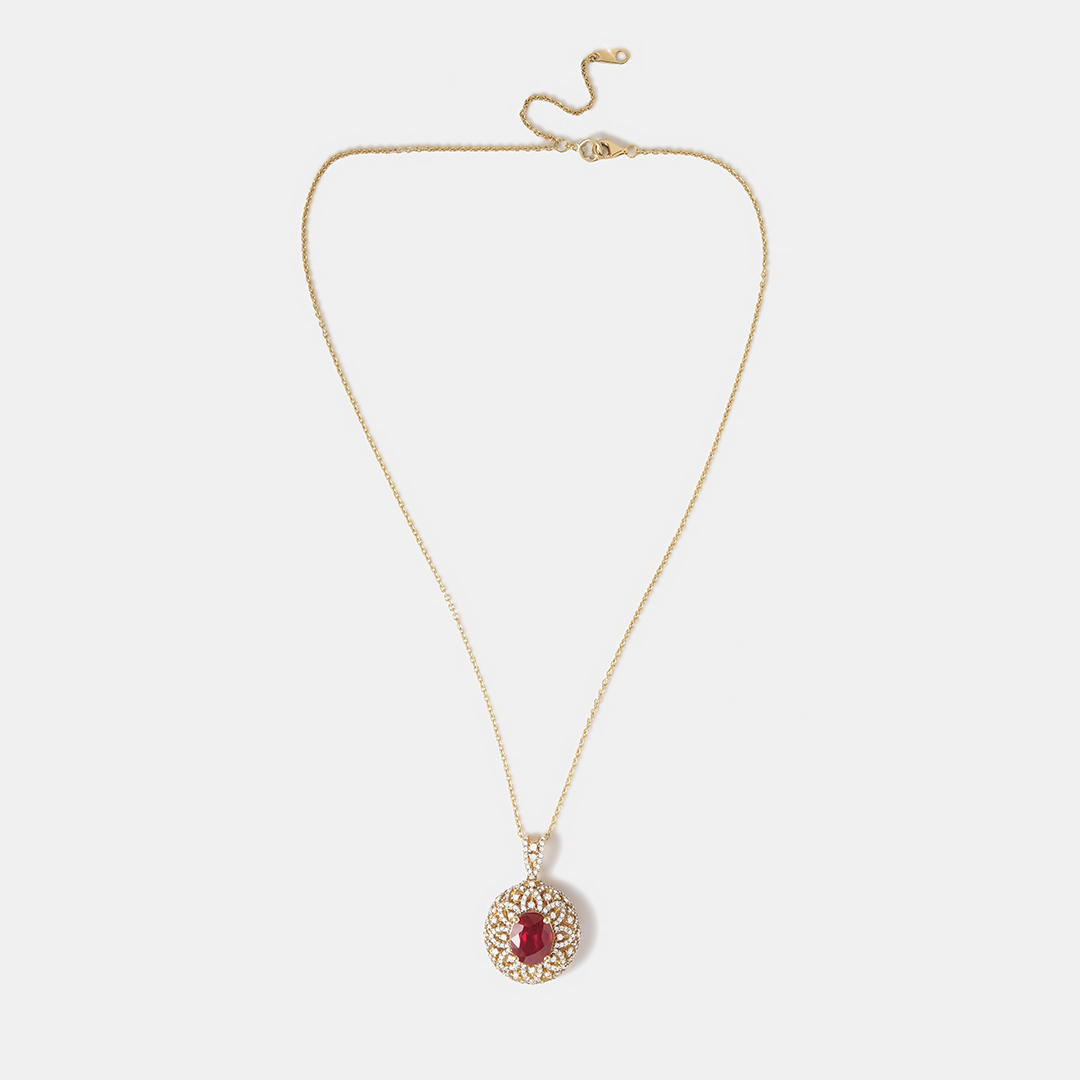 Колье из желтого золота с рубином
