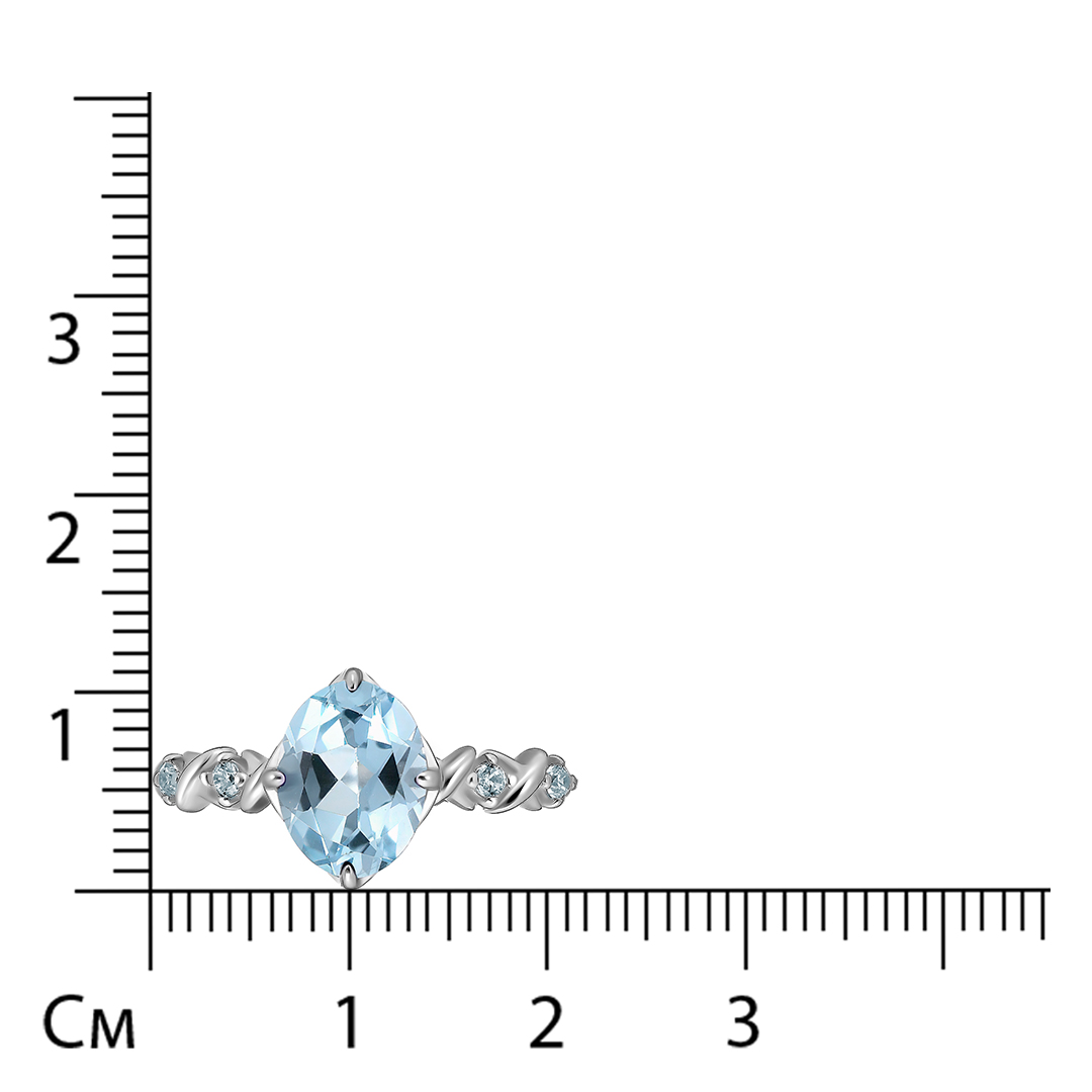 Серебряное кольцо 925 пробы; вставки 1 Топаз; 4 Фианит бесцв.;