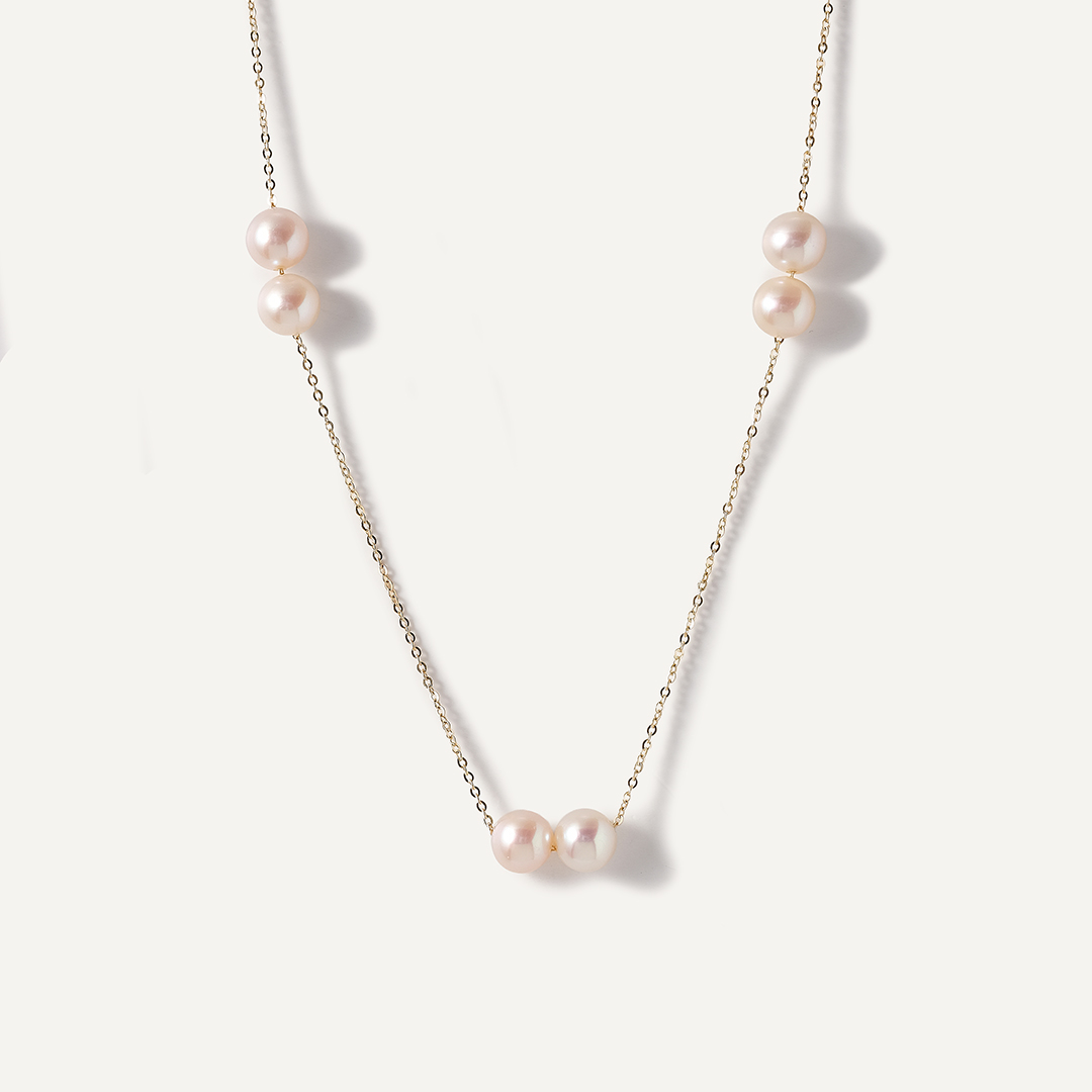 Колье из желтого золота с жемчугом