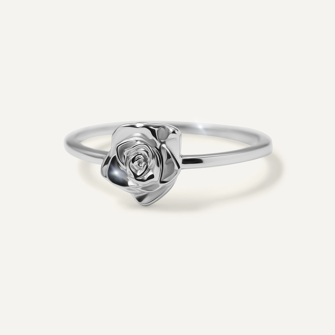 Кольцо из белого золота "Роза"