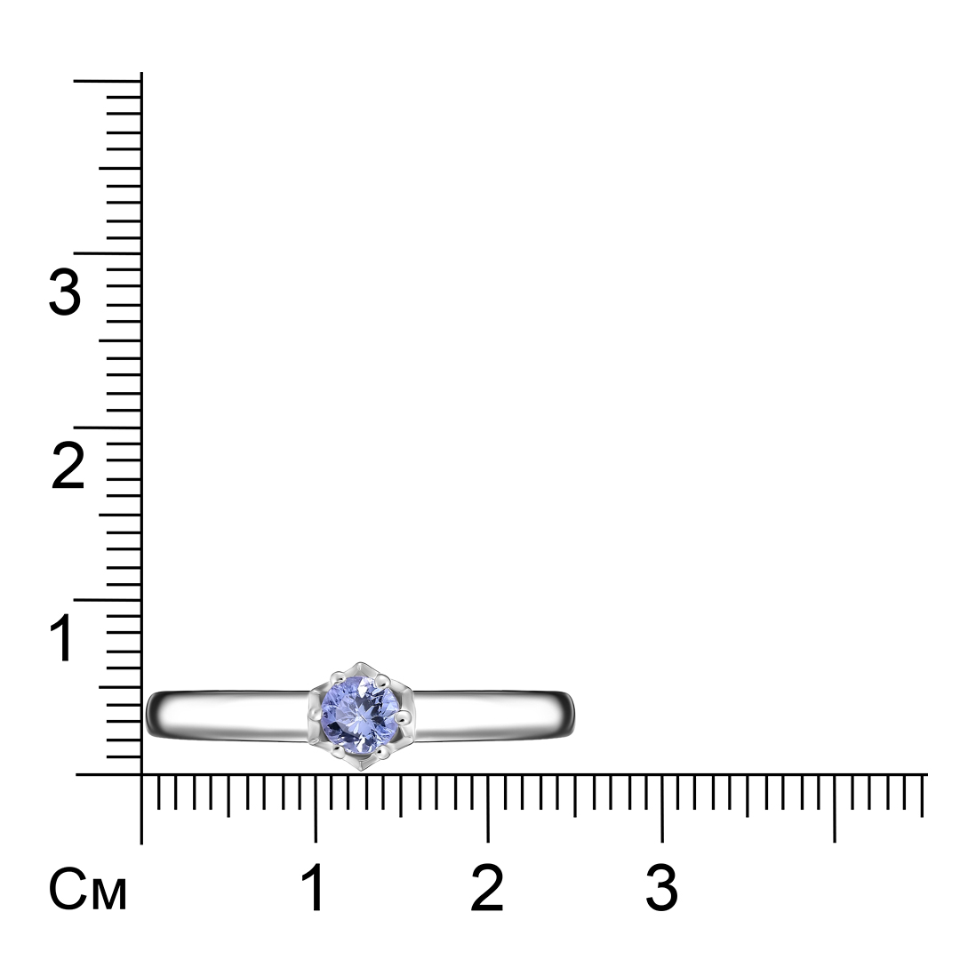 Серебряное кольцо 925 пробы; вставки 1 Танзанит 0,25 ct;