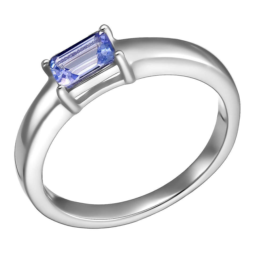 Серебряное кольцо 925 пробы; вставки 1 Танзанит 0,5 ct;