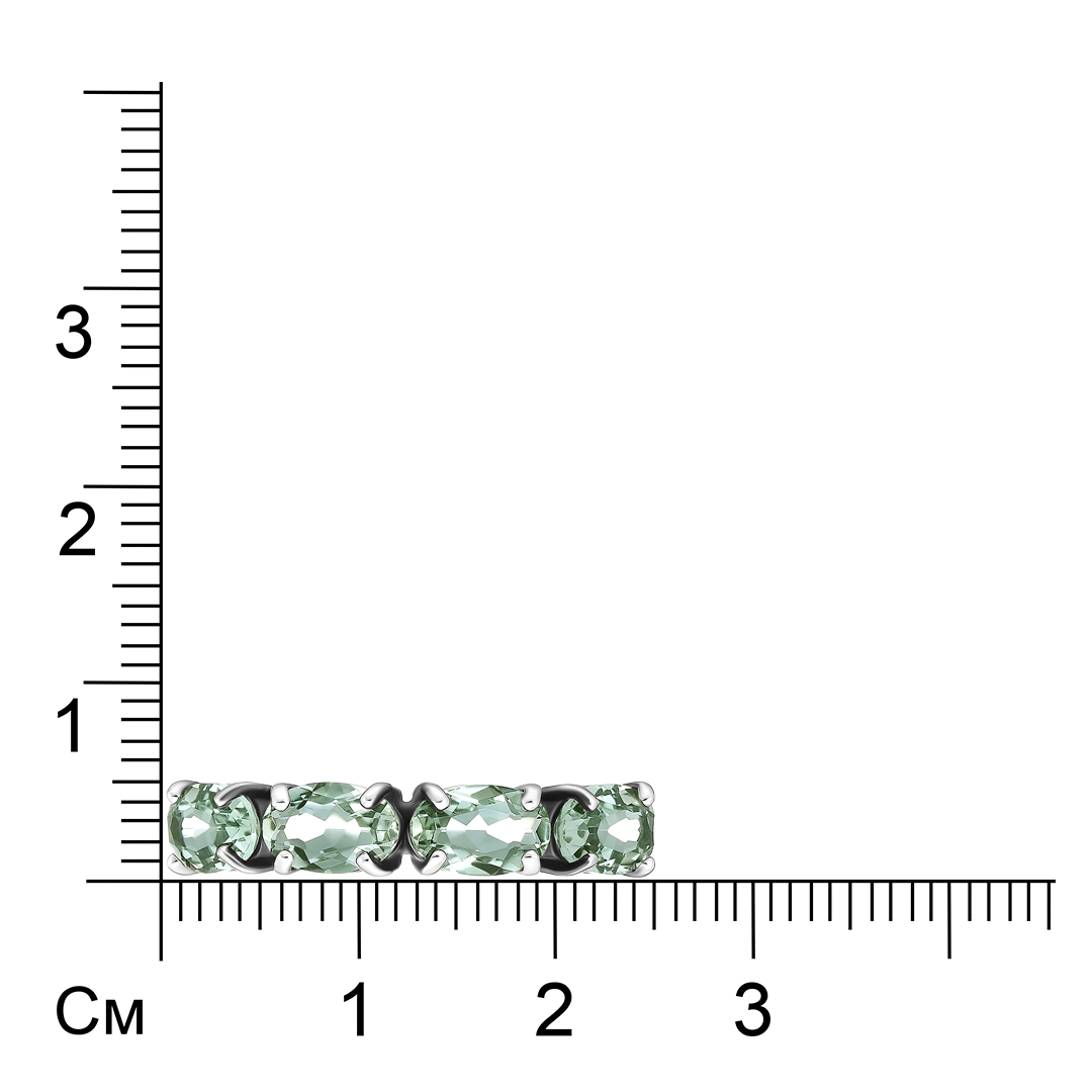 Серебряное кольцо 925 пробы; оксидирование; вставки 4 Празиолит;