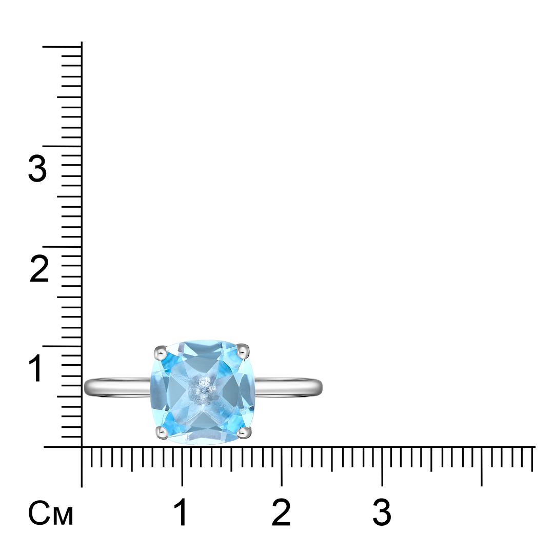 Серебряное кольцо 925 пробы; вставки 1 Топаз Sky 3 ct;