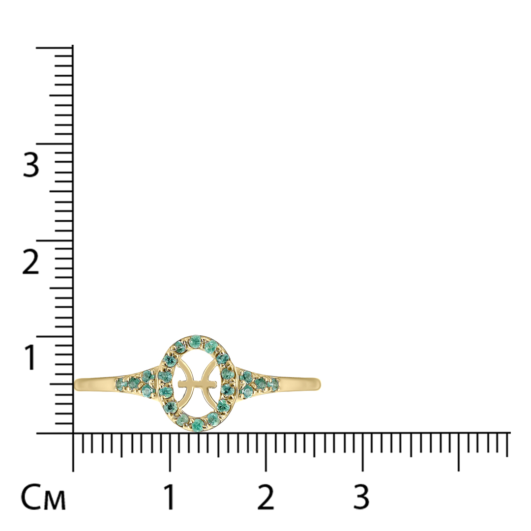 Кольцо из желтого золота с изумрудами "Рыбы"