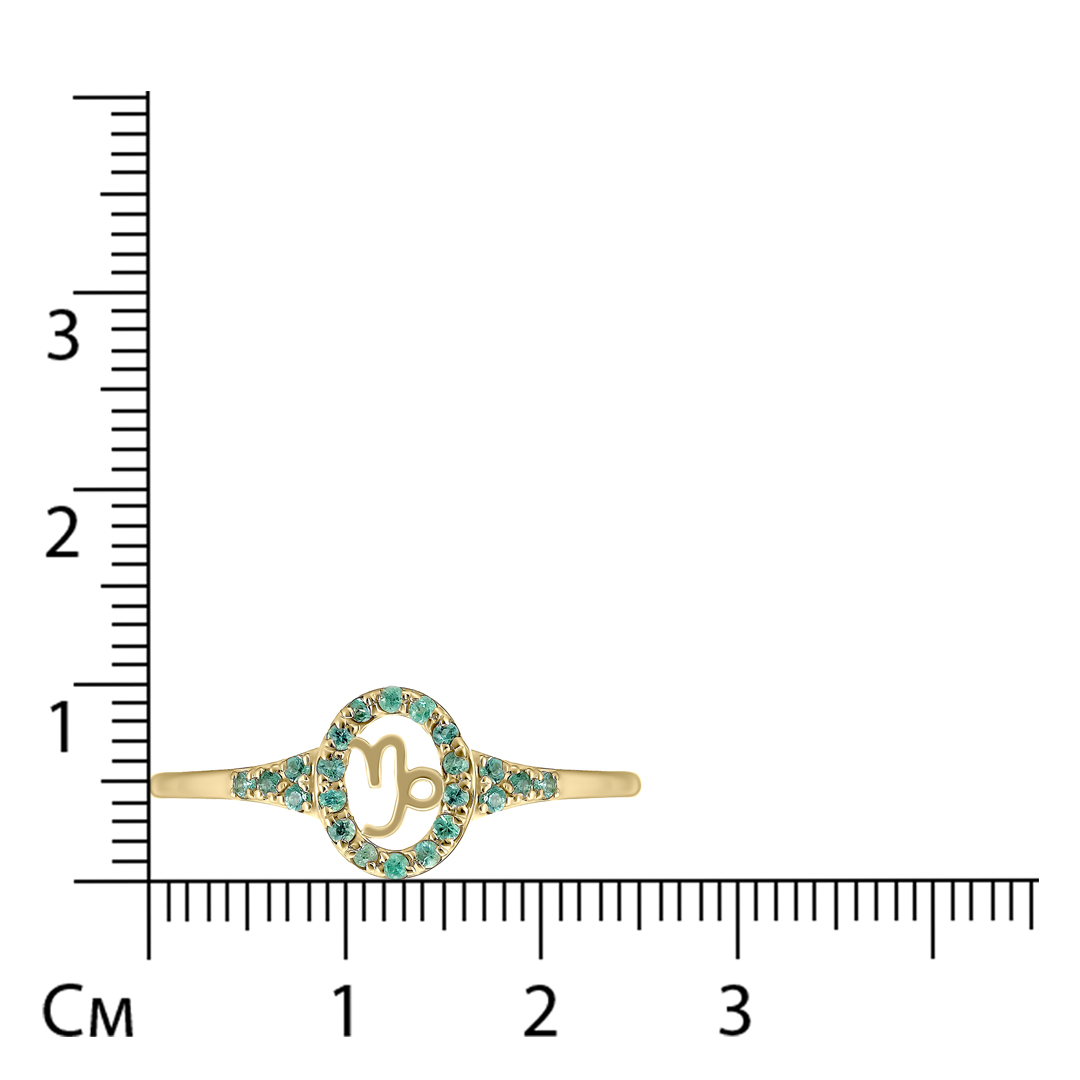 Кольцо из желтого золота с изумрудами "Козерог"