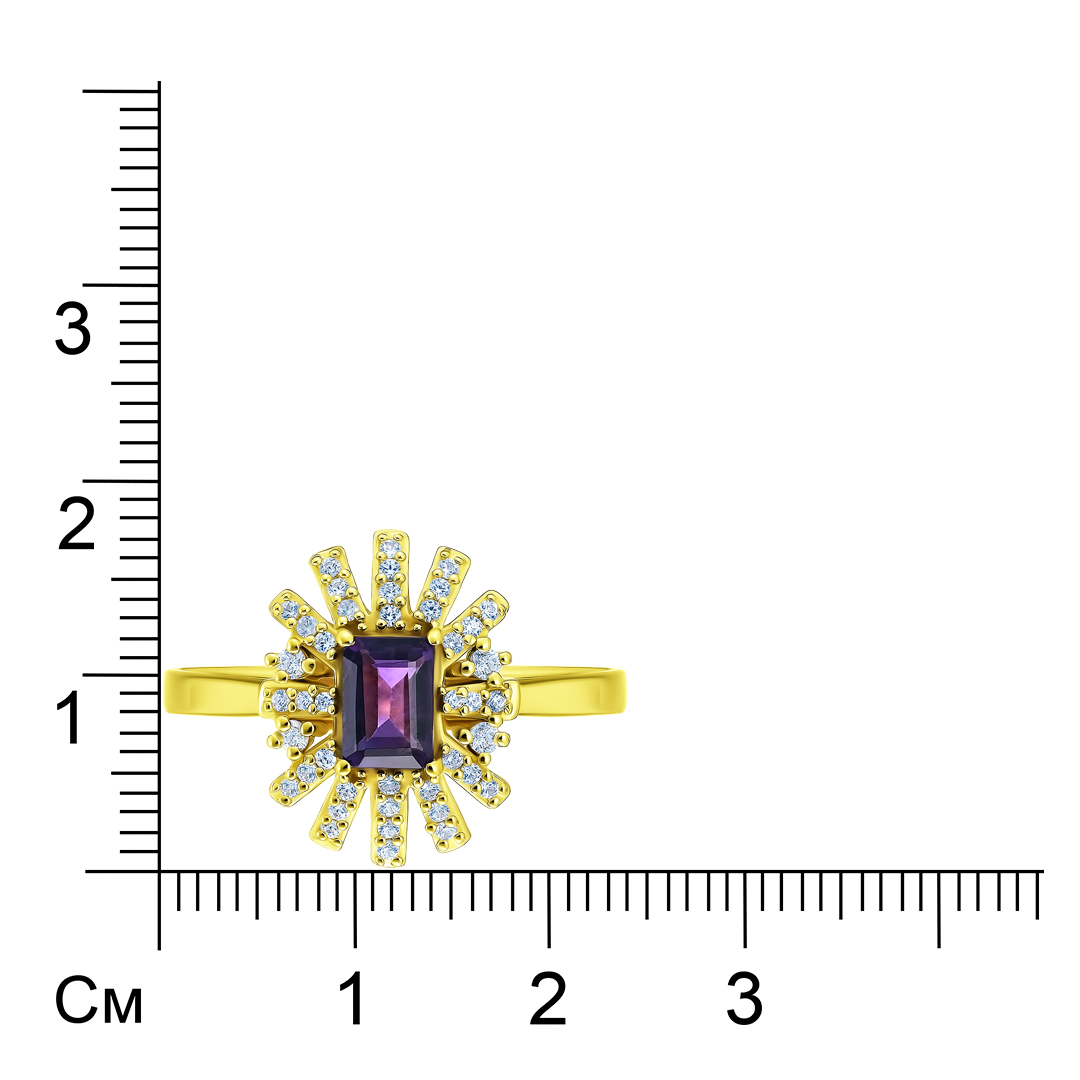 Серебряное кольцо 925 пробы; вставки 1 Аметист 0,55ct; Россыпь Куб. Цирконий бесцв. 0,45ct;