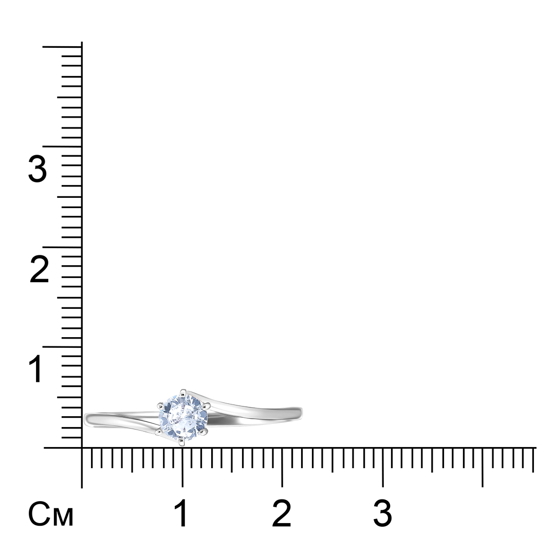 Золотое кольцо 585 пробы; белое золото; родий; вставки 1 Фианит бесцв.;