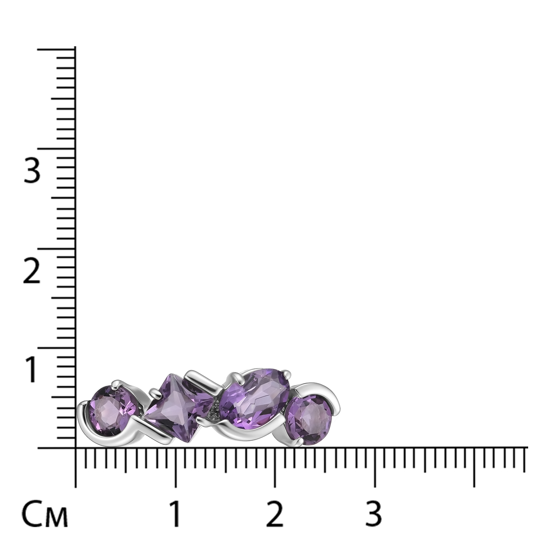 Серебряное кольцо 925 пробы; вставки 4 Аметист;