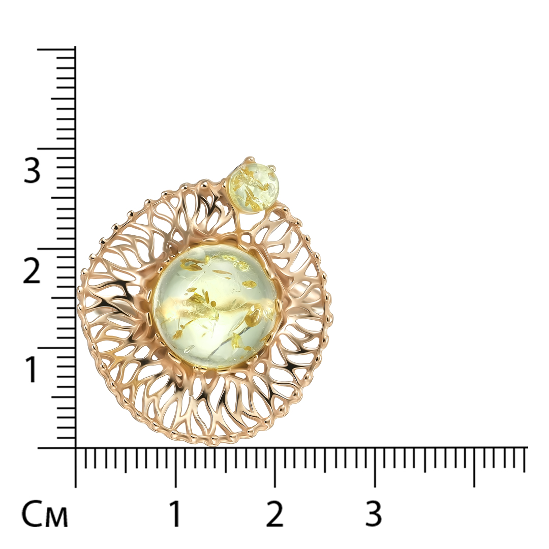 Серебряное кольцо 925 пробы; вставки 2 Янтарь;