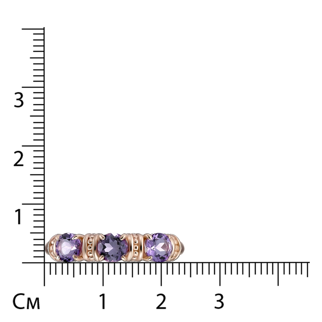 Серебряное кольцо 925 пробы; вставки 3 Аметист;