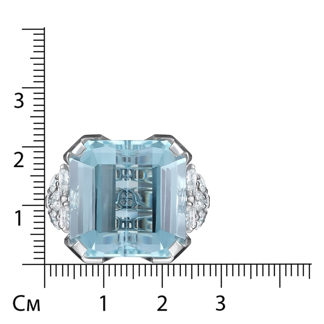 Кольцо из белого золота с аквамарином