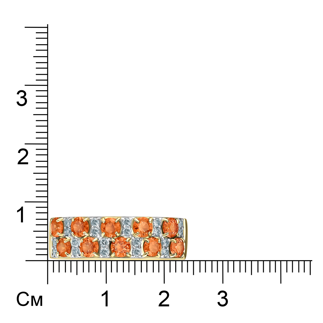 Кольцо из желтого золота с оранжевыми сапфирами