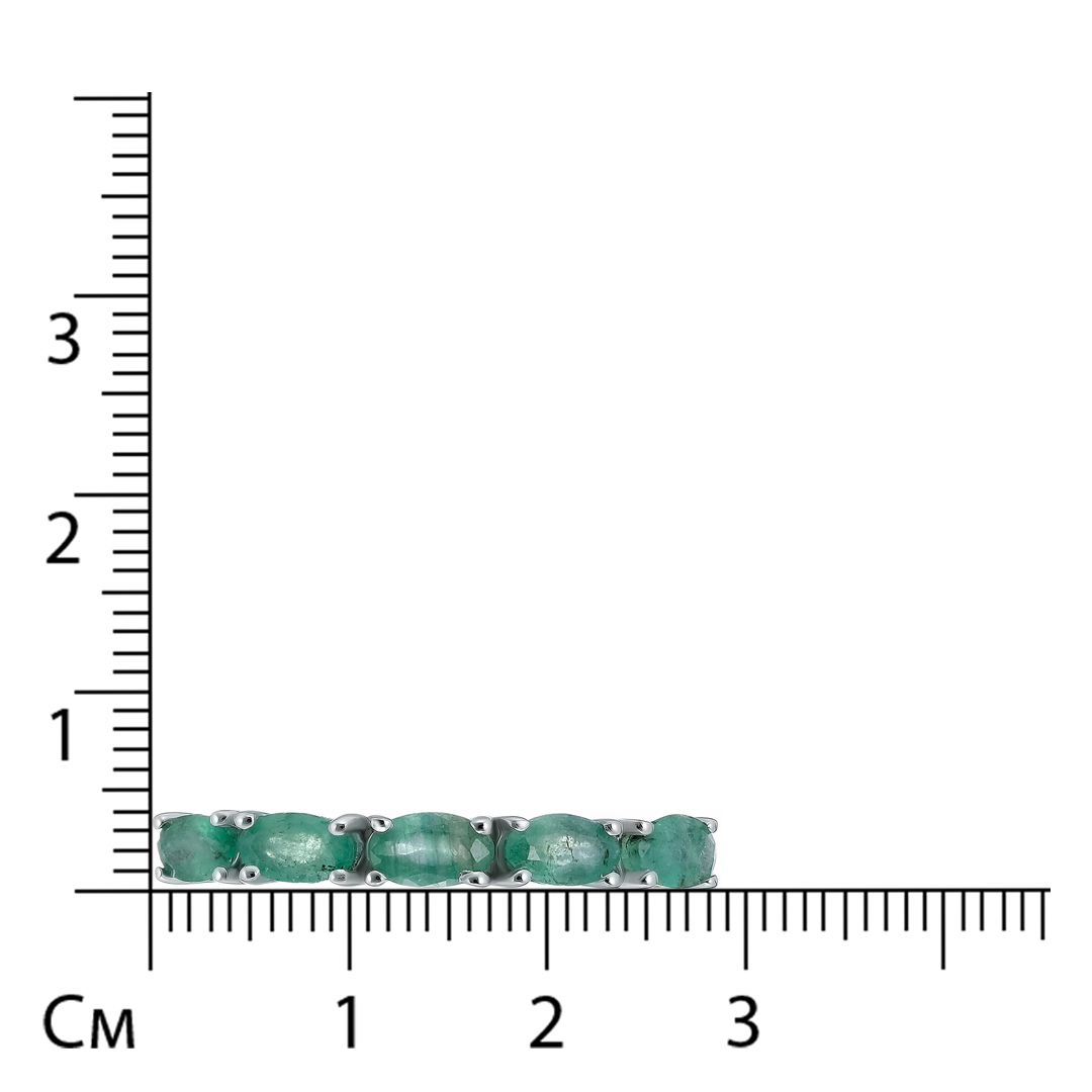 Серебряное кольцо 925 пробы; вставки 5 Изумруд (F) 1 ct 4/Г3;